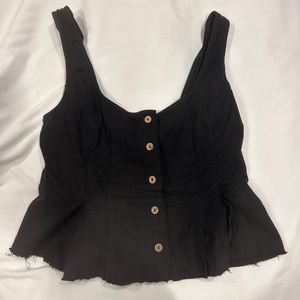 Free People Black Button Tank Top